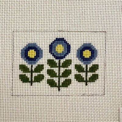 Three Blooms Insert - Blue needlepoint canvas - Bargello Needlepoint