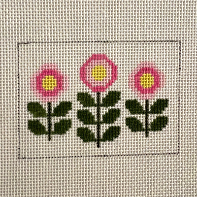 Three Blooms Insert - Pink needlepoint canvas - Bargello Needlepoint