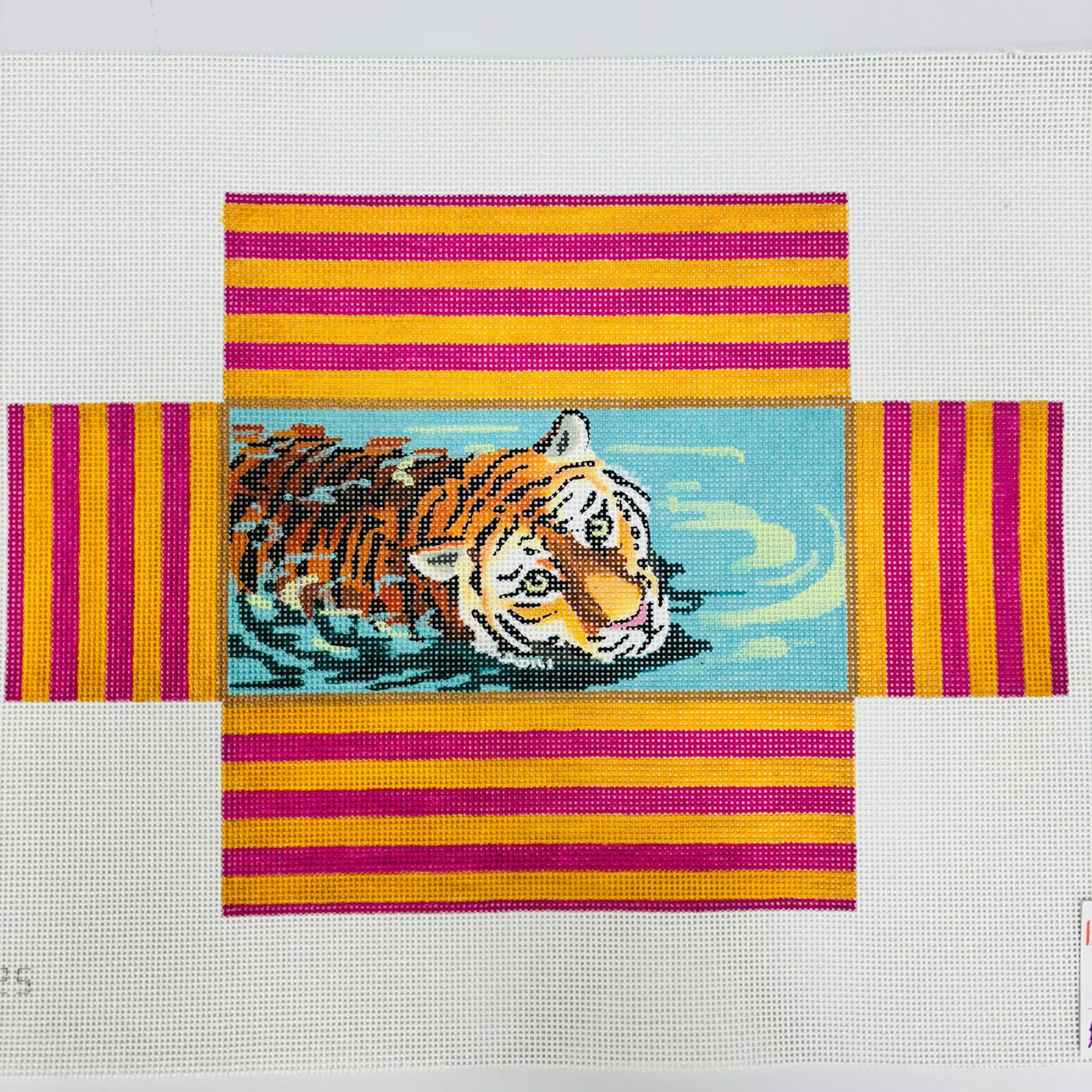 Tiger Brick Cover with Orange and Pink needlepoint canvas - Bargello Needlepoint