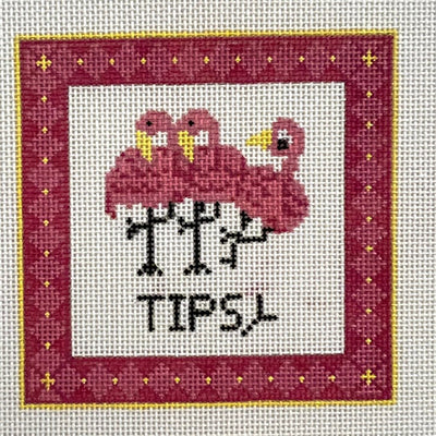 Tipsy Flamingo Coaster needlepoint canvas - Bargello Needlepoint