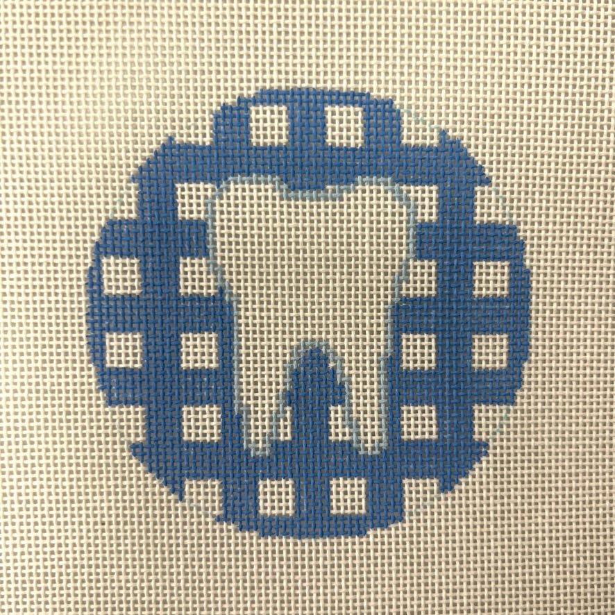 Tooth Ornament - Blue needlepoint canvas - Bargello Needlepoint