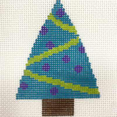 Tree with Purple Ornaments needlepoint canvas - Bargello Needlepoint