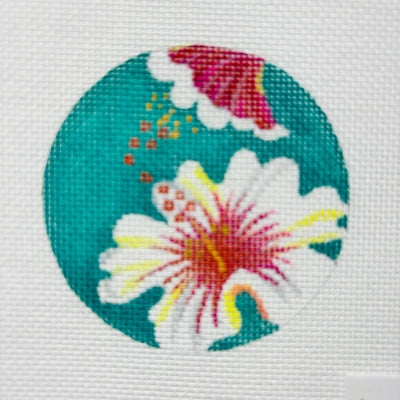 Tropical White Flowers needlepoint canvas - Bargello Needlepoint