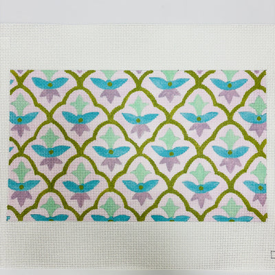 Turquoise And Lavender Tile Pattern Clutch Or Bolster needlepoint canvas - Bargello Needlepoint