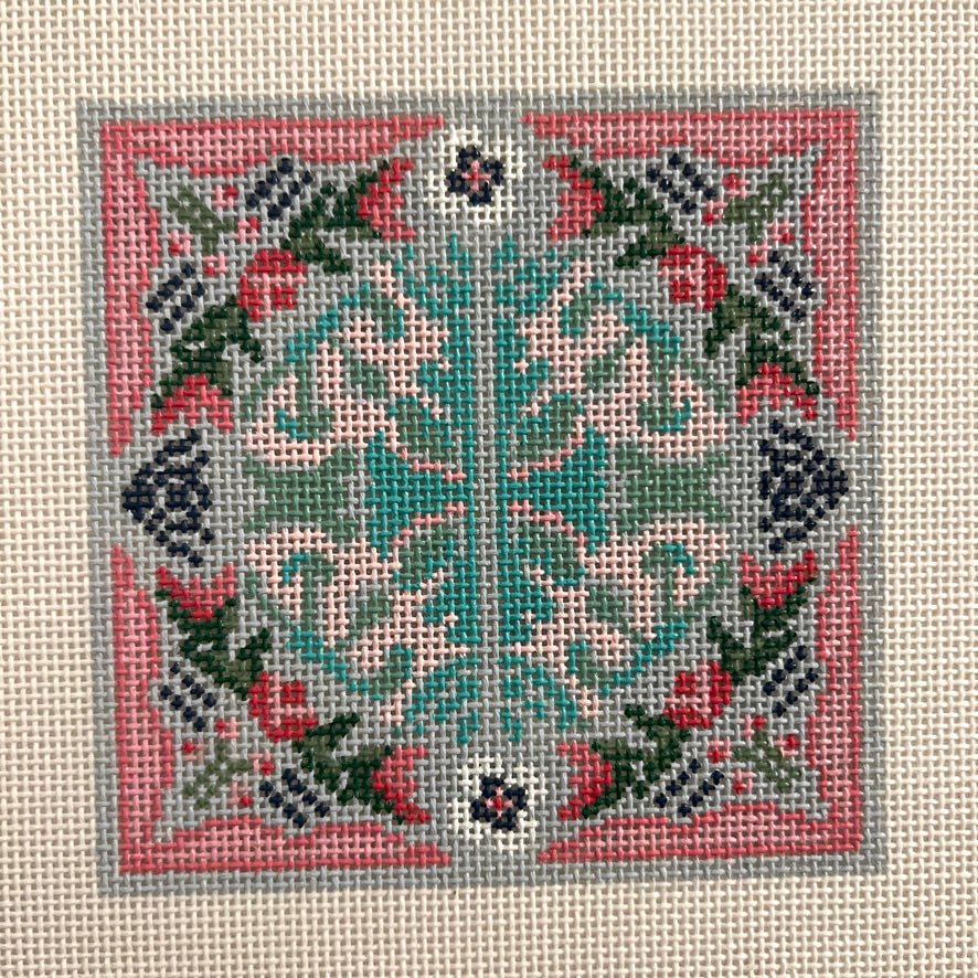 Turquoise China Insert/Coaster needlepoint canvas - Bargello Needlepoint