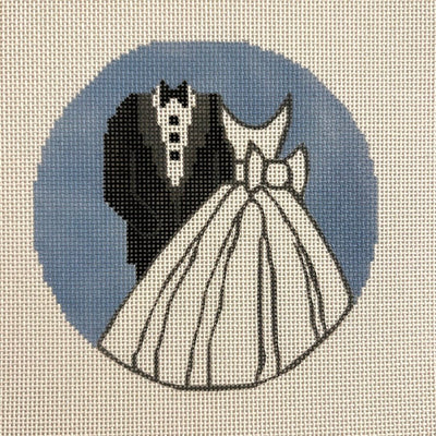 Tux and Wedding Dress Ornament needlepoint canvas - Bargello Needlepoint