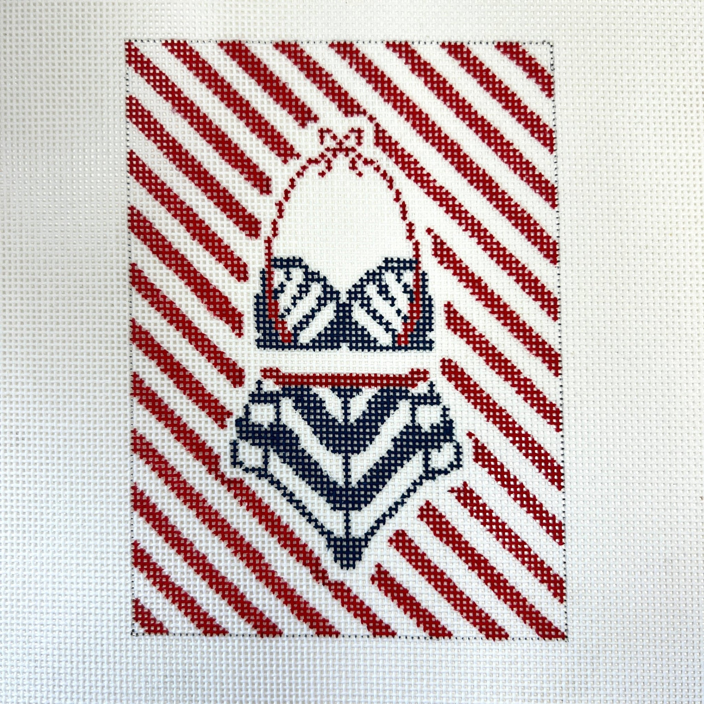 Two - Piece Navy Stripe with Red Trim Bathing Suit needlepoint canvas - Bargello Needlepoint