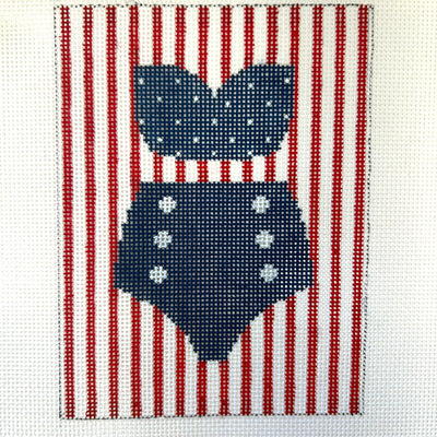 Two - Piece Navy with White Polka Dots Bathing Suit needlepoint canvas - Bargello Needlepoint