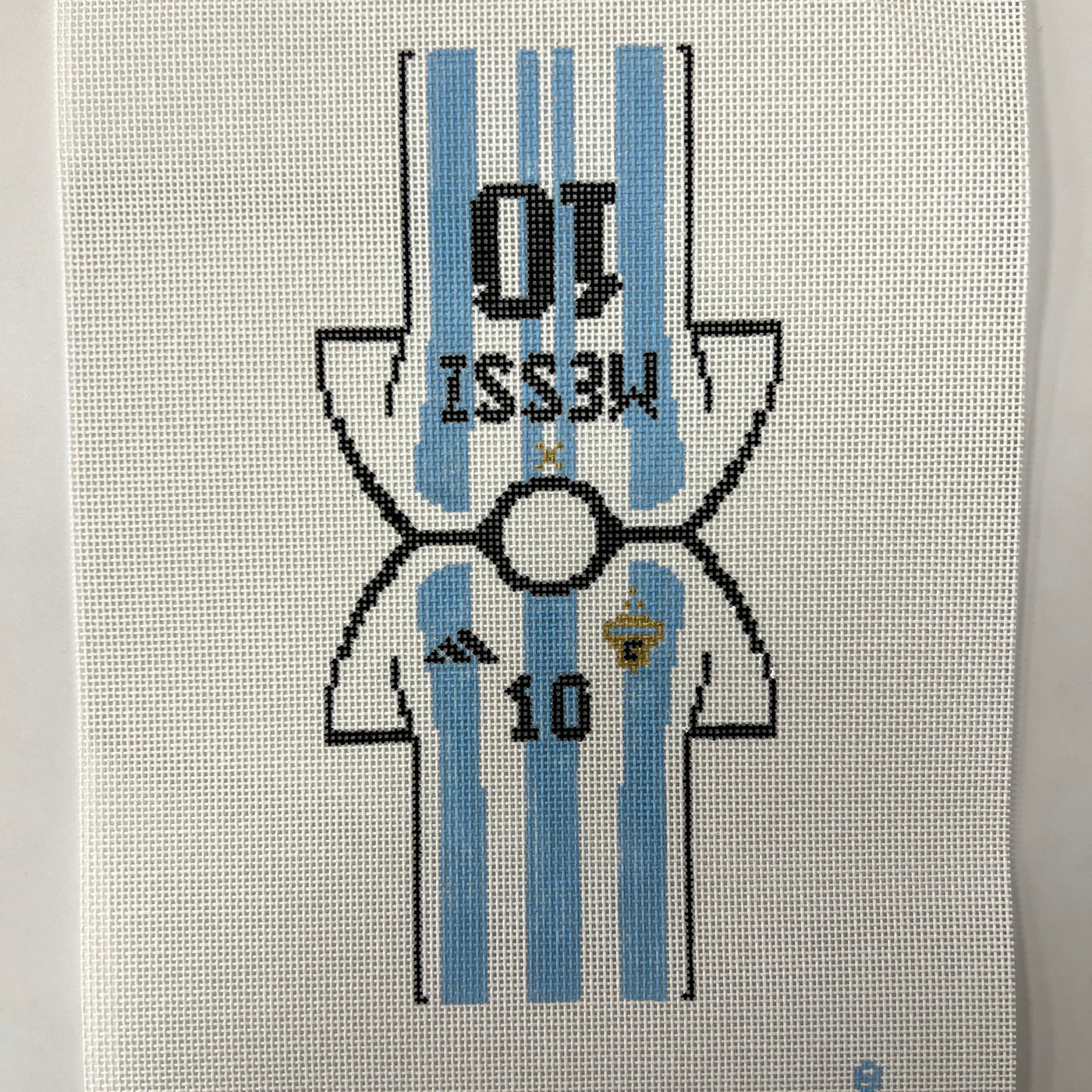 Two - sided Messi Jersey Ornament needlepoint canvas - Bargello Needlepoint