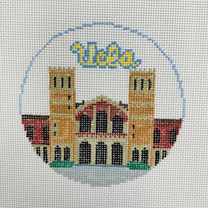 UCLA University Round Ornament needlepoint canvas - Bargello Needlepoint