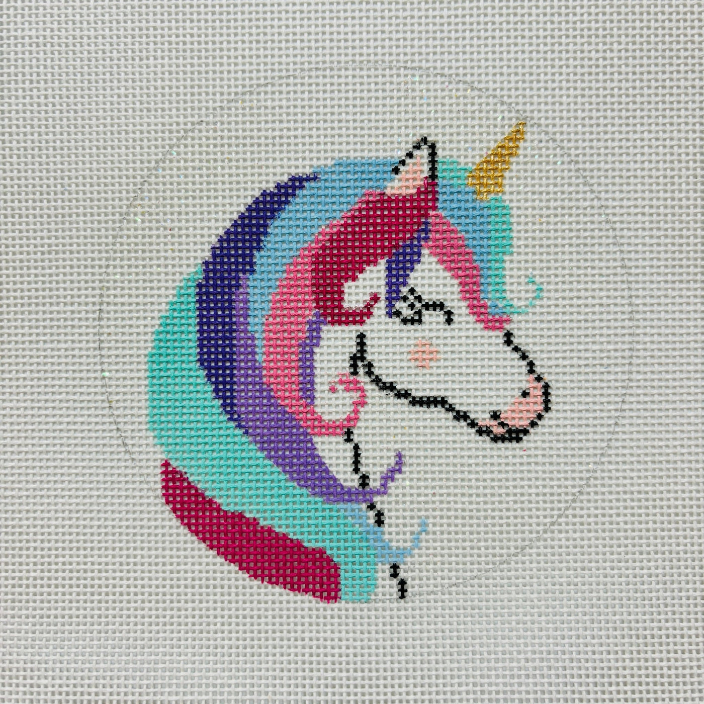 Unicorn Facing Right Ornament needlepoint canvas - Bargello Needlepoint