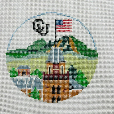 University of Colorado at Boulder Round needlepoint canvas - Bargello Needlepoint