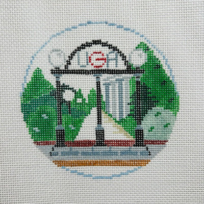 University of Georgia Round needlepoint canvas - Bargello Needlepoint