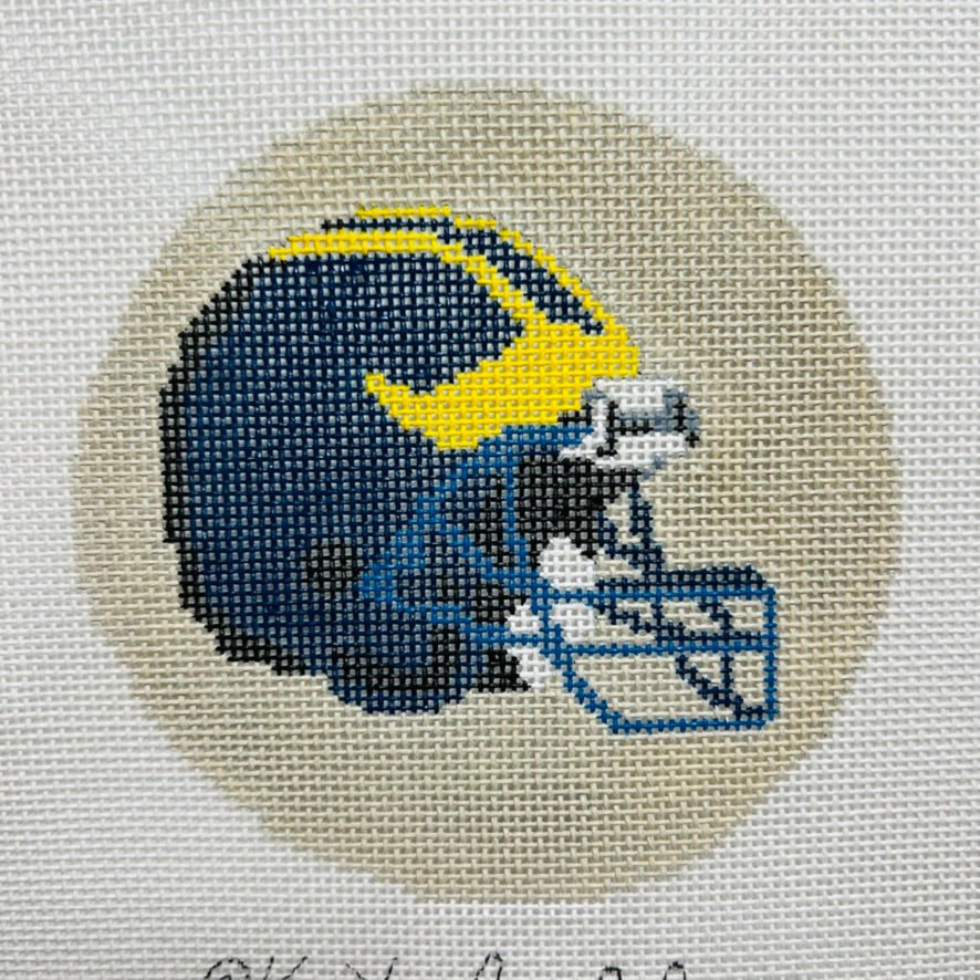 University of Michigan Helmet Round needlepoint canvas - Bargello Needlepoint