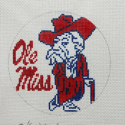 University of Mississippi Rebels Ole Miss Round needlepoint canvas - Bargello Needlepoint