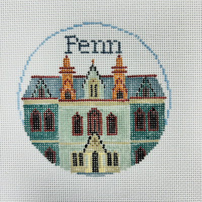 University of Pennsylvania (U Penn) Round Ornament needlepoint canvas - Bargello Needlepoint