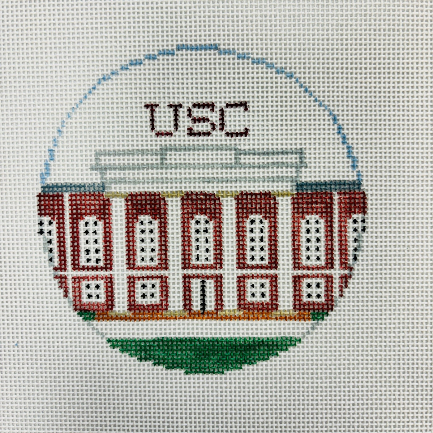 University of South Carolina (USC) Round Ornament needlepoint canvas - Bargello Needlepoint