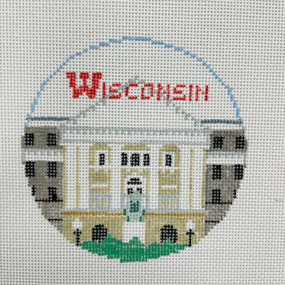 University of Wisconsin Round Ornament needlepoint canvas - Bargello Needlepoint