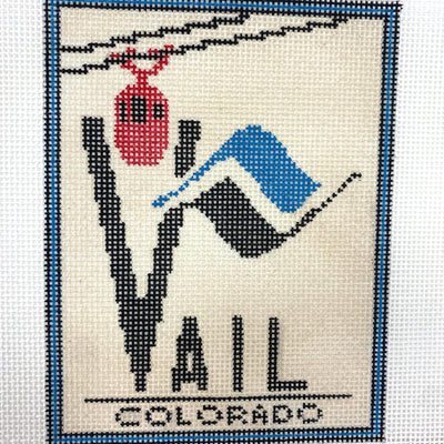 Vail Ski Badge needlepoint canvas - Bargello Needlepoint