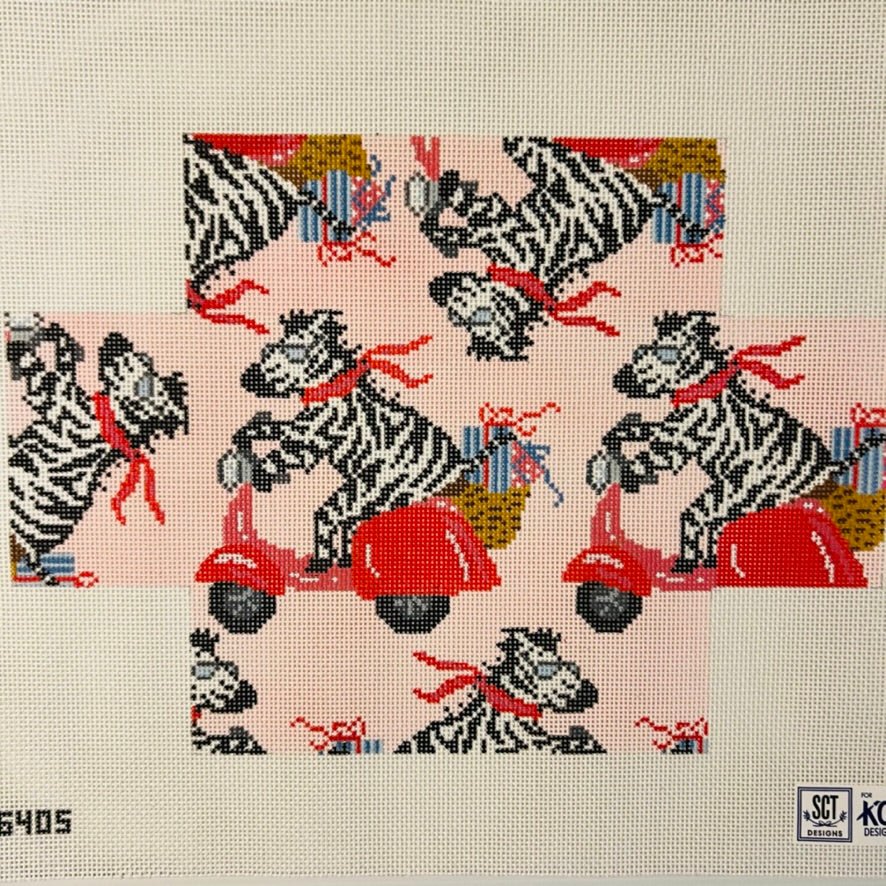 Vespa Zebra Brick Cover needlepoint canvas - Bargello Needlepoint