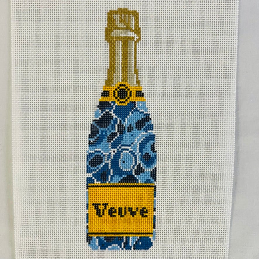 Veuve Bottle - Blue Marble needlepoint canvas - Bargello Needlepoint