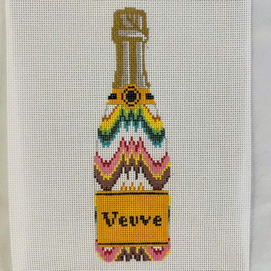 Veuve Bottle - Flame Stitch needlepoint canvas - Bargello Needlepoint