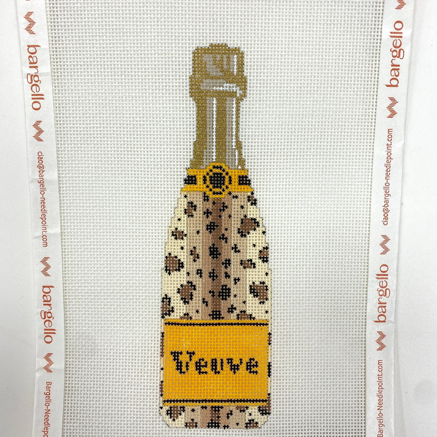 Veuve Bottle - Leopard needlepoint canvas - Bargello Needlepoint