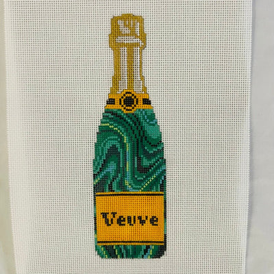 Veuve Bottle - Malachite needlepoint canvas - Bargello Needlepoint