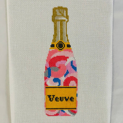 Veuve Bottle - Pink Swirl needlepoint canvas - Bargello Needlepoint