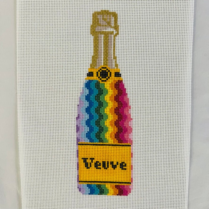 Veuve Bottle - Rainbow needlepoint canvas - Bargello Needlepoint