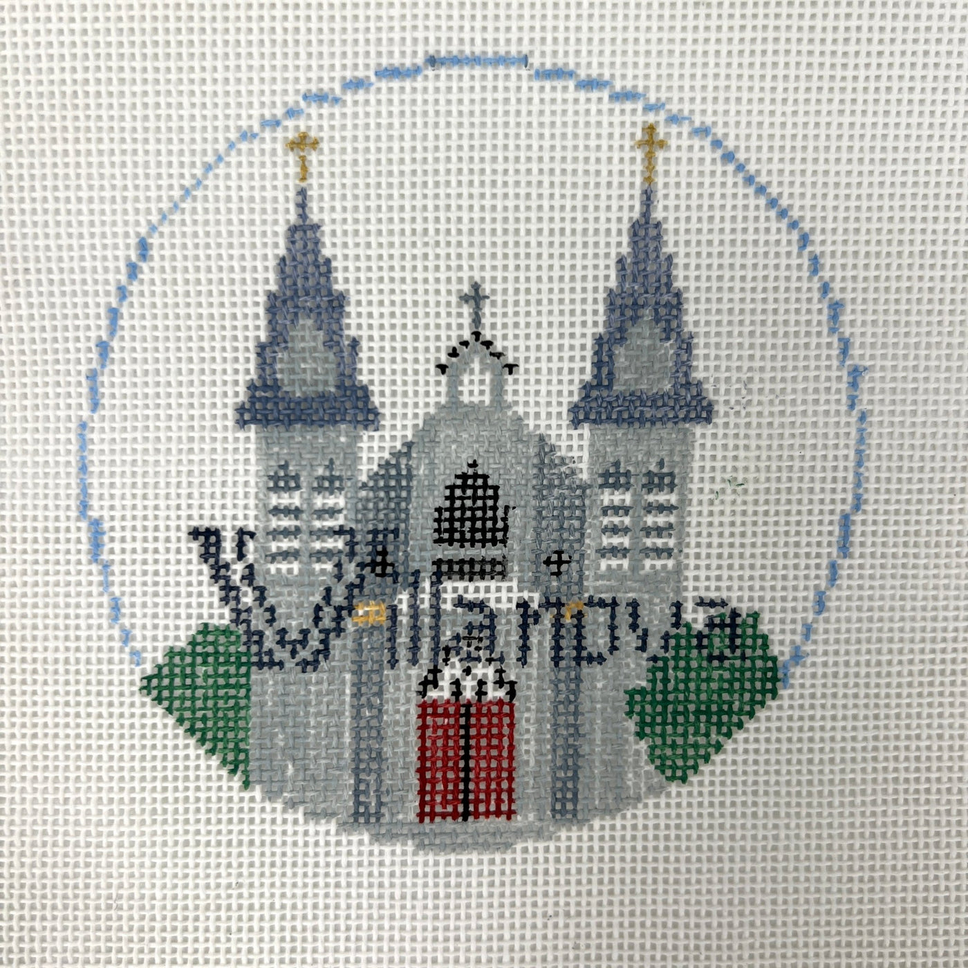 Villanova University Round Ornament needlepoint canvas - Bargello Needlepoint