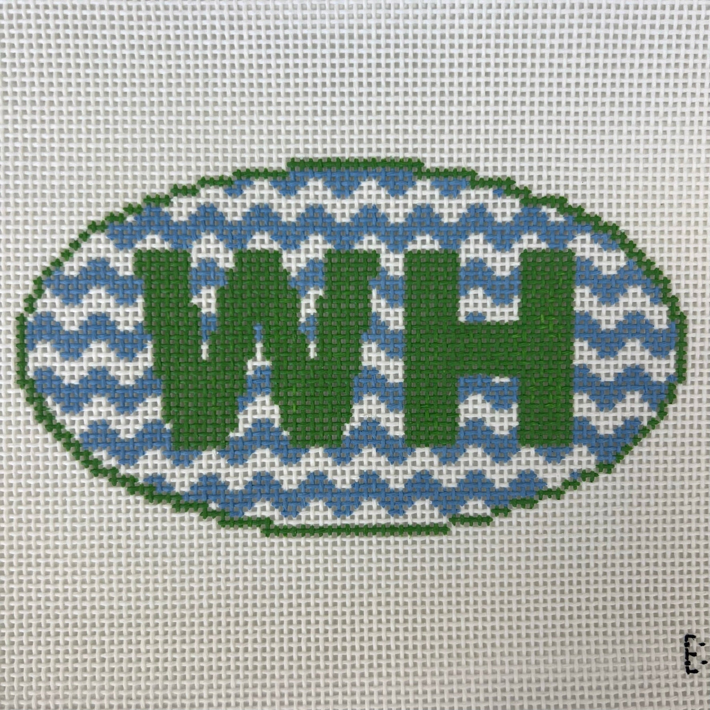 Watch Hill Bumper Sticker Ornament with Silk & Ivory Kit needlepoint canvas - Bargello Needlepoint