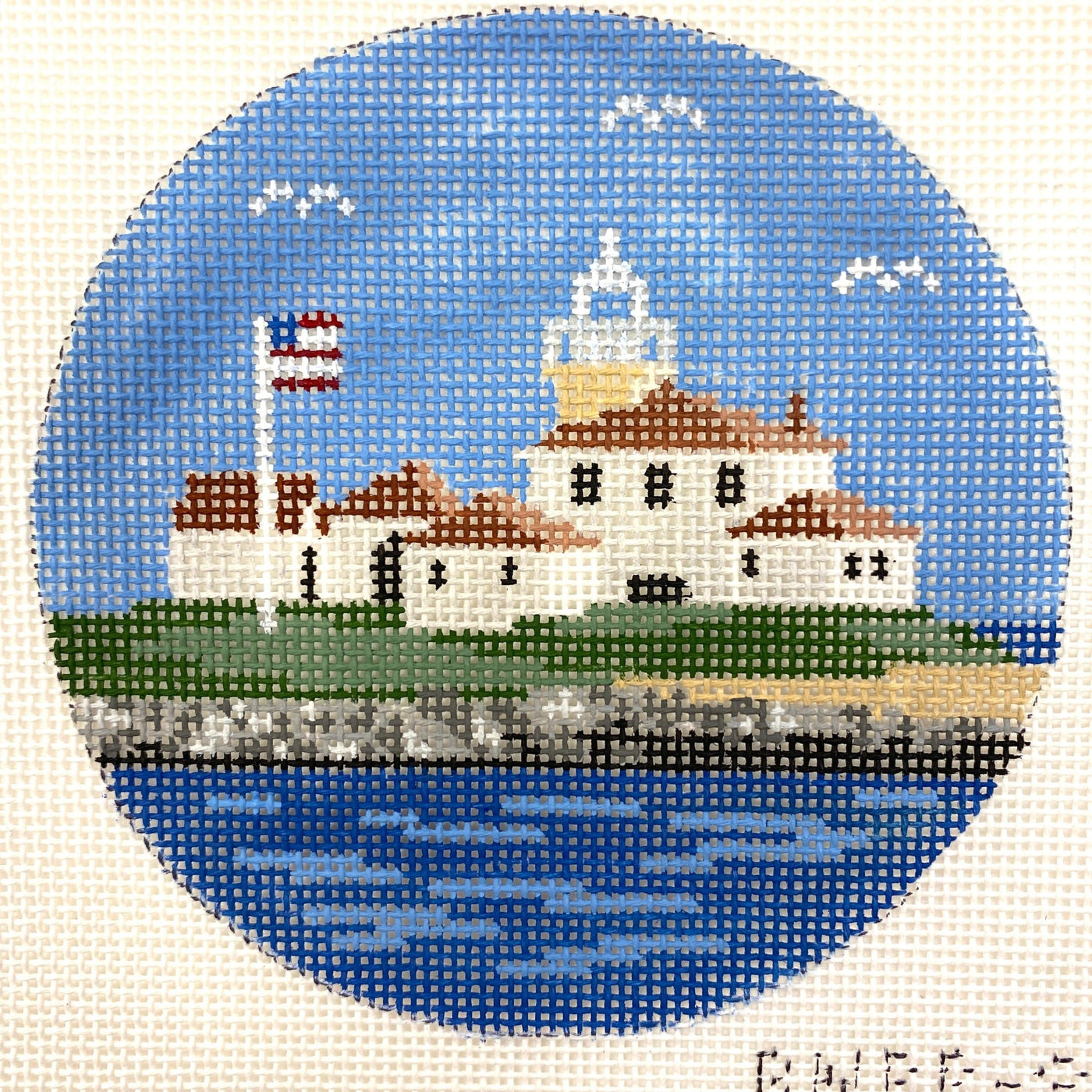 Watch Hill Lighthouse Ornament Kit needlepoint canvas - Bargello Needlepoint