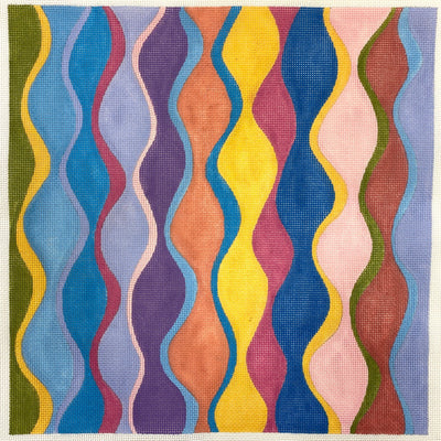 Wavy Harlequin Pastel Rainbow Colors Needlepoint Canvas