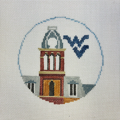 West Virginia University Round needlepoint canvas - Bargello Needlepoint