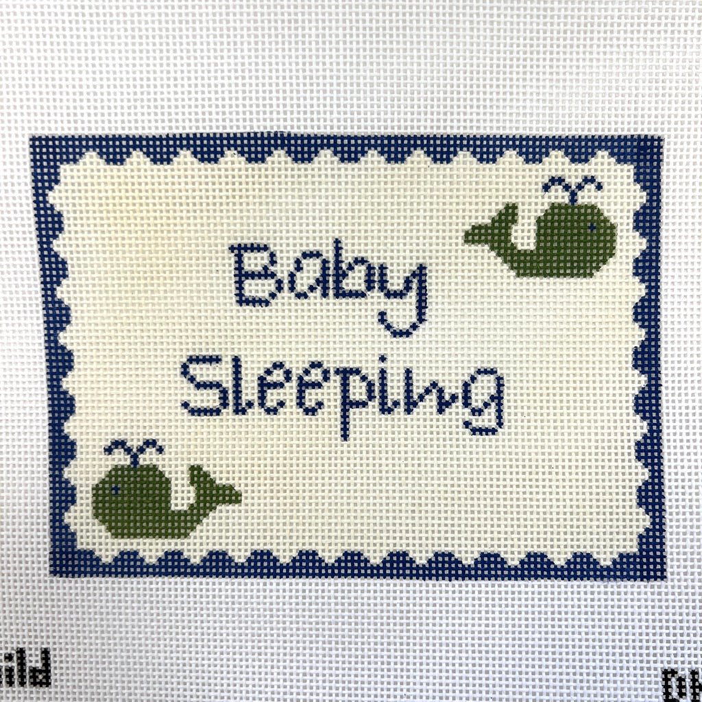 Whales Baby Sleeping Sign needlepoint canvas - Bargello Needlepoint