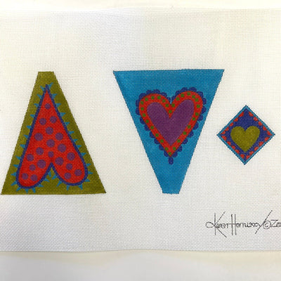 Whimsical Hearts Scissors Case needlepoint canvas - Bargello Needlepoint