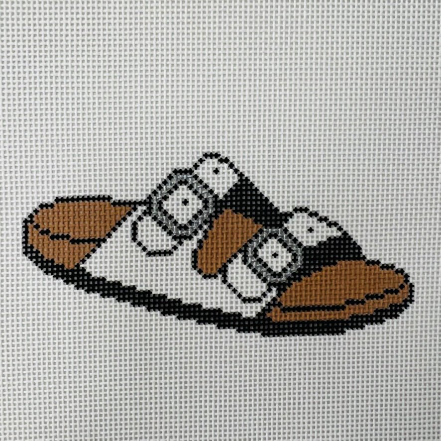 White Summer Sandal needlepoint canvas - Bargello Needlepoint