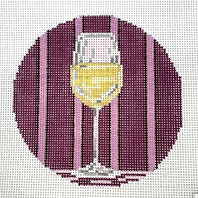 White Wine Round/Coaster needlepoint canvas - Bargello Needlepoint