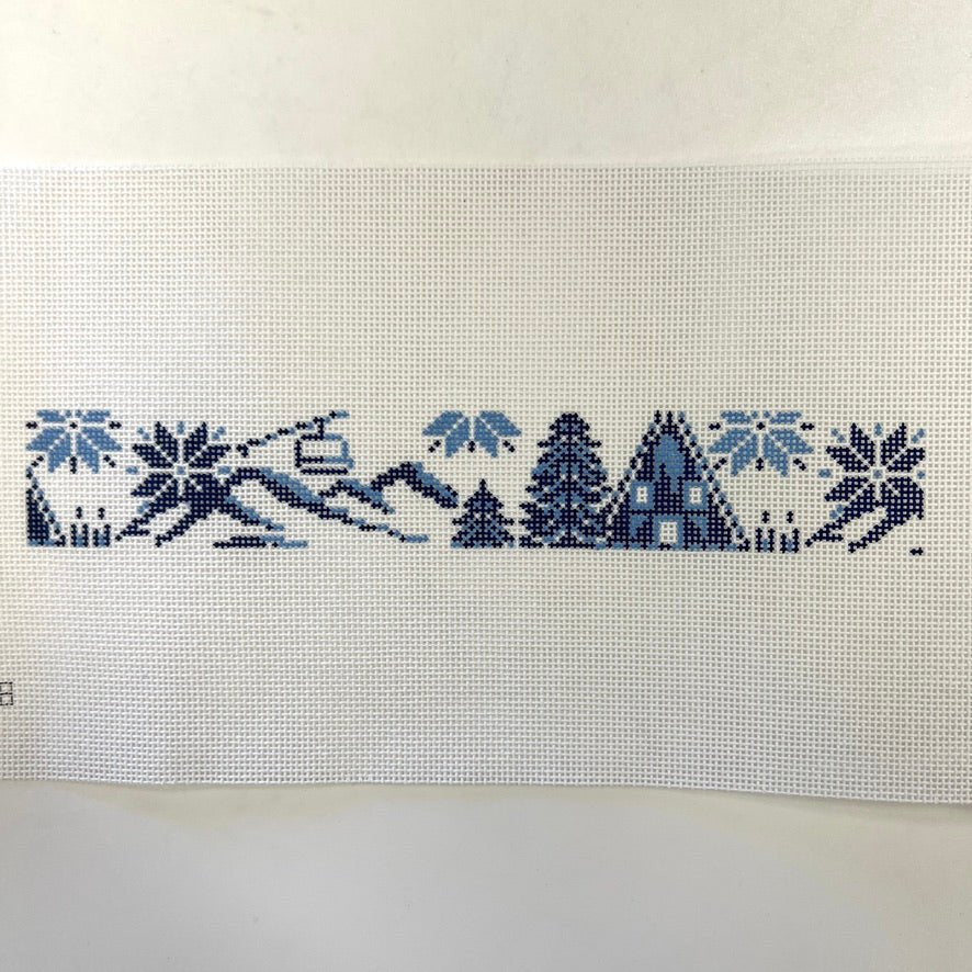 Winter Ski Fob/Bookmark needlepoint canvas - Bargello Needlepoint