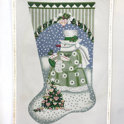 Wintergreen Snowman Stocking needlepoint canvas - Bargello Needlepoint