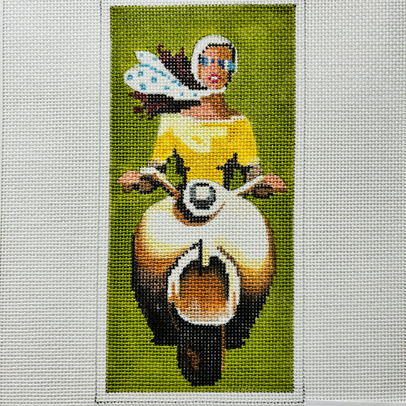 Woman On Vespa Eyeglass Case needlepoint canvas - Bargello Needlepoint