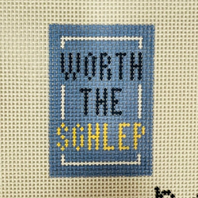 Worth The Schlep Blue Insert needlepoint canvas - Bargello Needlepoint