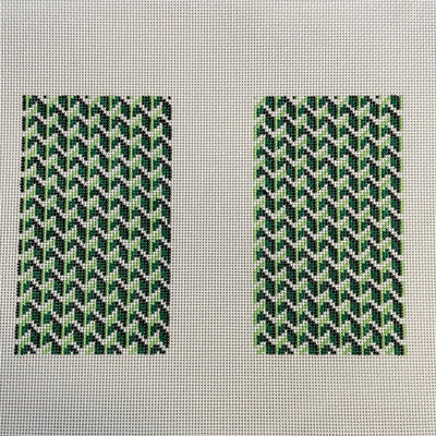 Y Pattern Clutch Back Green needlepoint canvas - Bargello Needlepoint