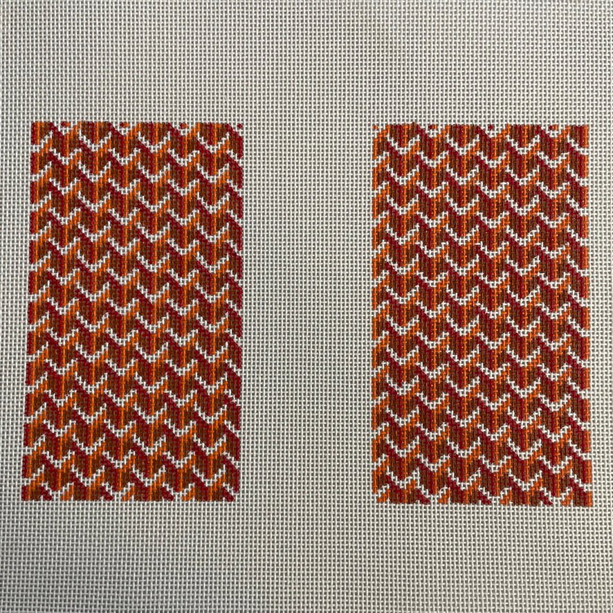 Y Pattern Clutch Back Orange needlepoint canvas - Bargello Needlepoint