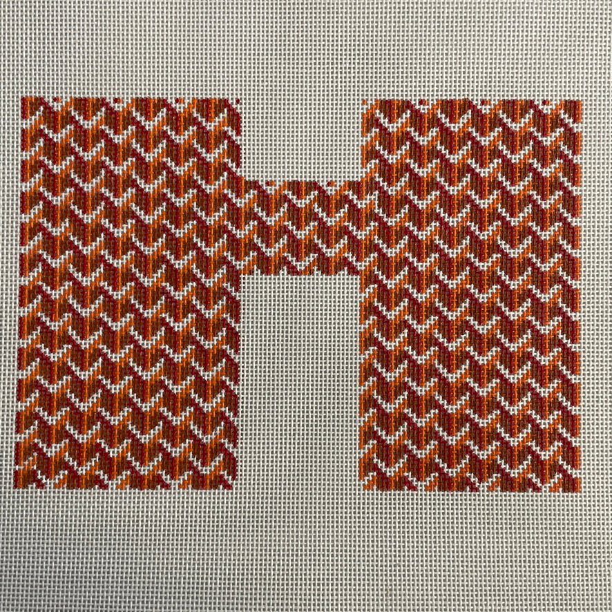 Y Pattern Clutch Front Orange needlepoint canvas - Bargello Needlepoint