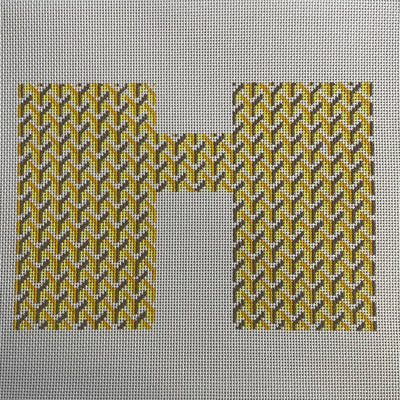 Y Pattern Clutch Front Yellow needlepoint canvas - Bargello Needlepoint