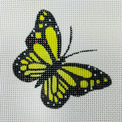 Yellow Butterfly Mini needlepoint canvas - Bargello Needlepoint