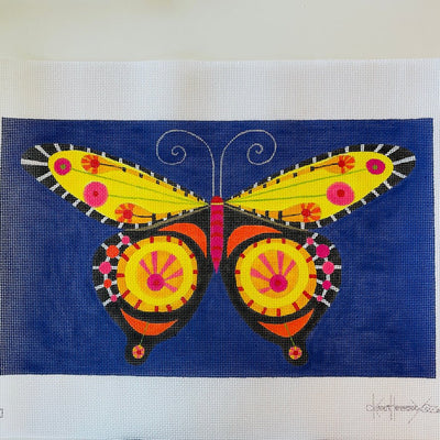 Yellow / Orange Butterfly needlepoint canvas - Bargello Needlepoint