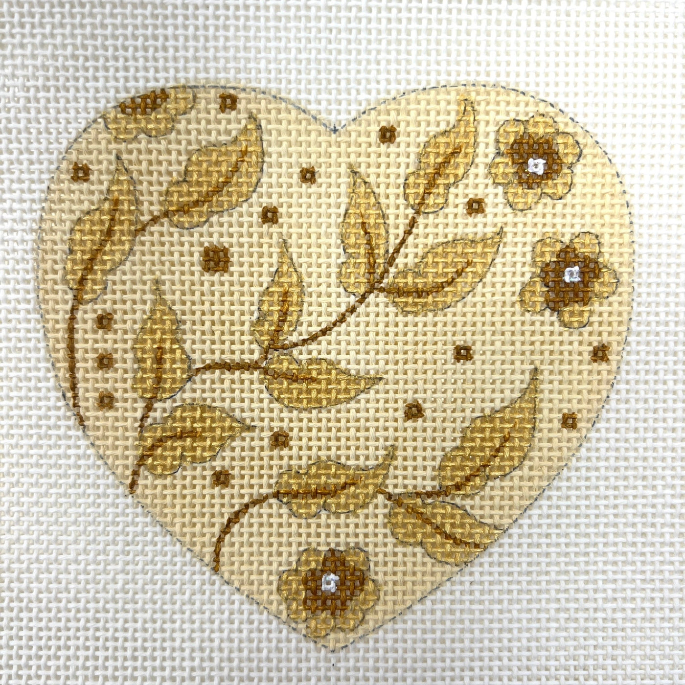 Yellow Vine Heart needlepoint canvas - Bargello Needlepoint